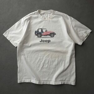 Jeep T-Shirt Mens XL White American Flag Wrangler Graphic Mexico 2000s